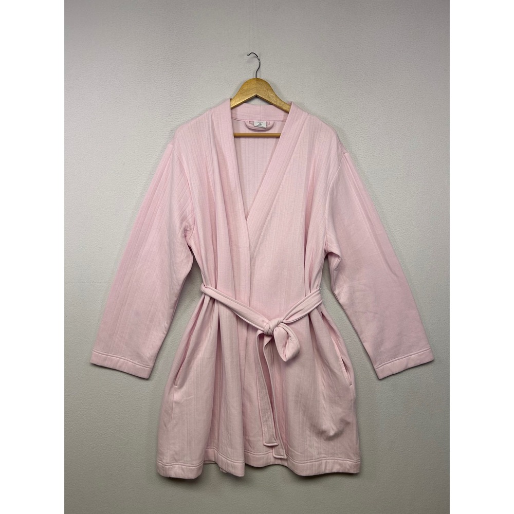 Cozy Loungewear Croft & Barrow Womens XL Pink Ribbed Quilted Wrap Robe